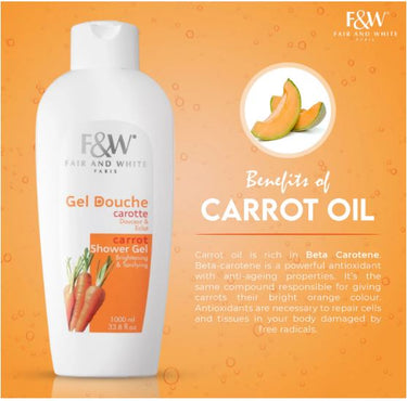 FAIR & WHITE Original Carrot Shower Gel (1000ml) Sareya Beauty Supply Store